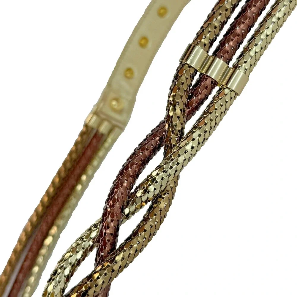 Vintage Braided Chain Belt‎ Mixed Metals Glam Grunge Snake Chain Waist